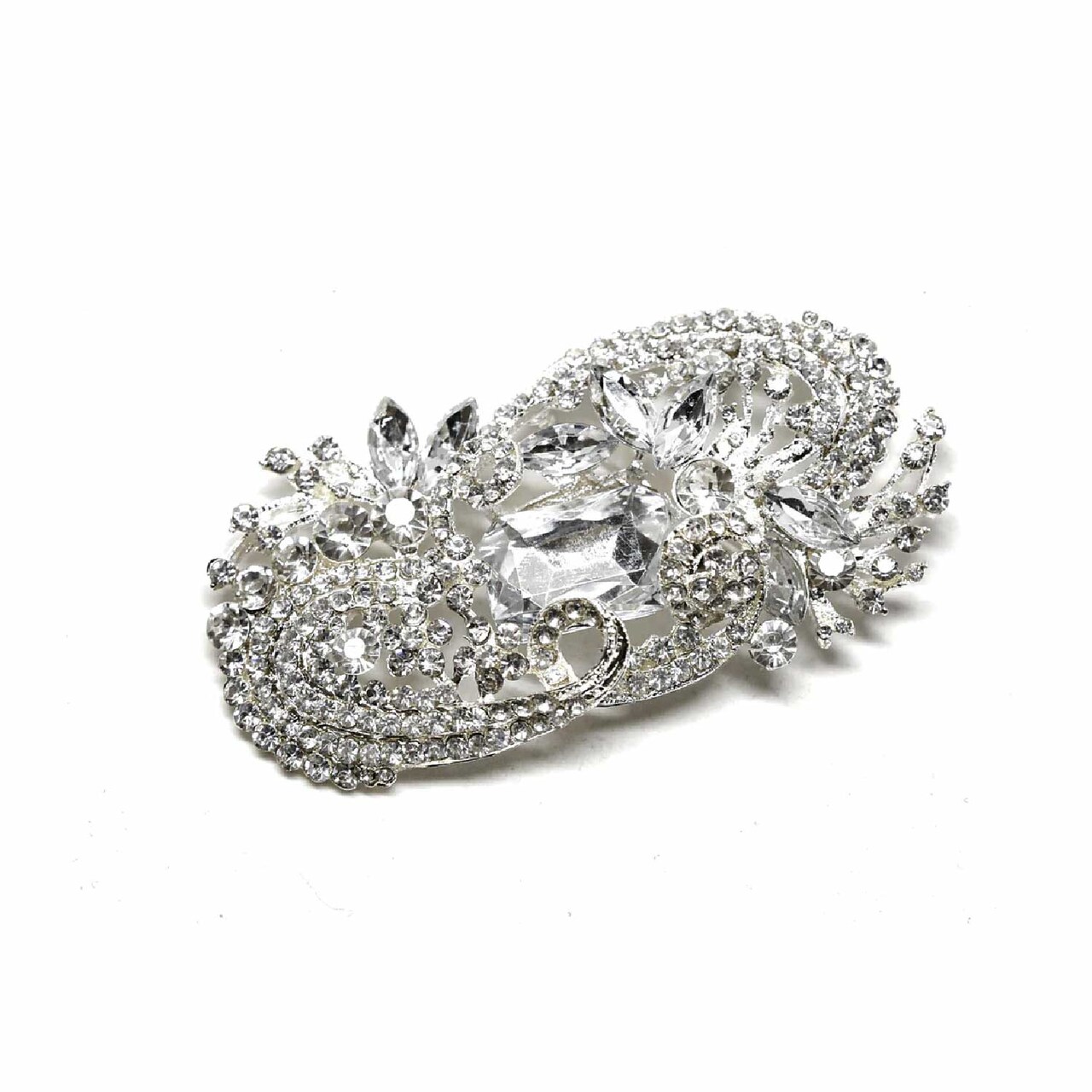 Exotic Floral Rhinestone Brooch Pin For Bridal DIY Crafts 4 Inch X 2 Inch